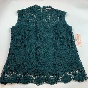 Nanette Lepore Green Crochet Lace Top